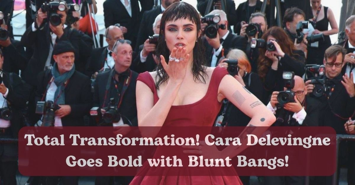 Cara Delevingne debuts jet black hair and blunt bangs at Cannes 2025.