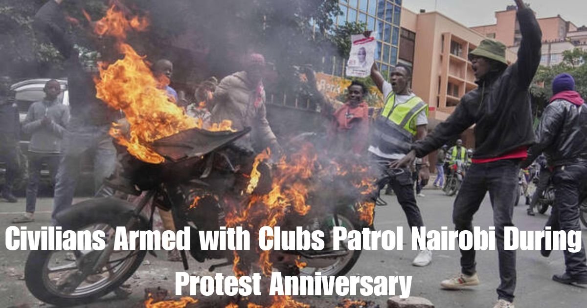 Civilians Armed with Clubs Patrol Nairobi During Protest Anniversary