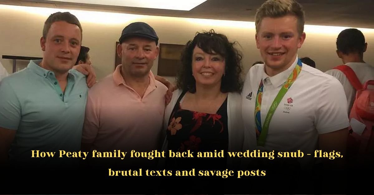 How Peaty family fought back amid wedding snub — flags, brutal texts and savage posts 2 How Peaty family fought back amid wedding snub — flags, brutal texts and savage posts